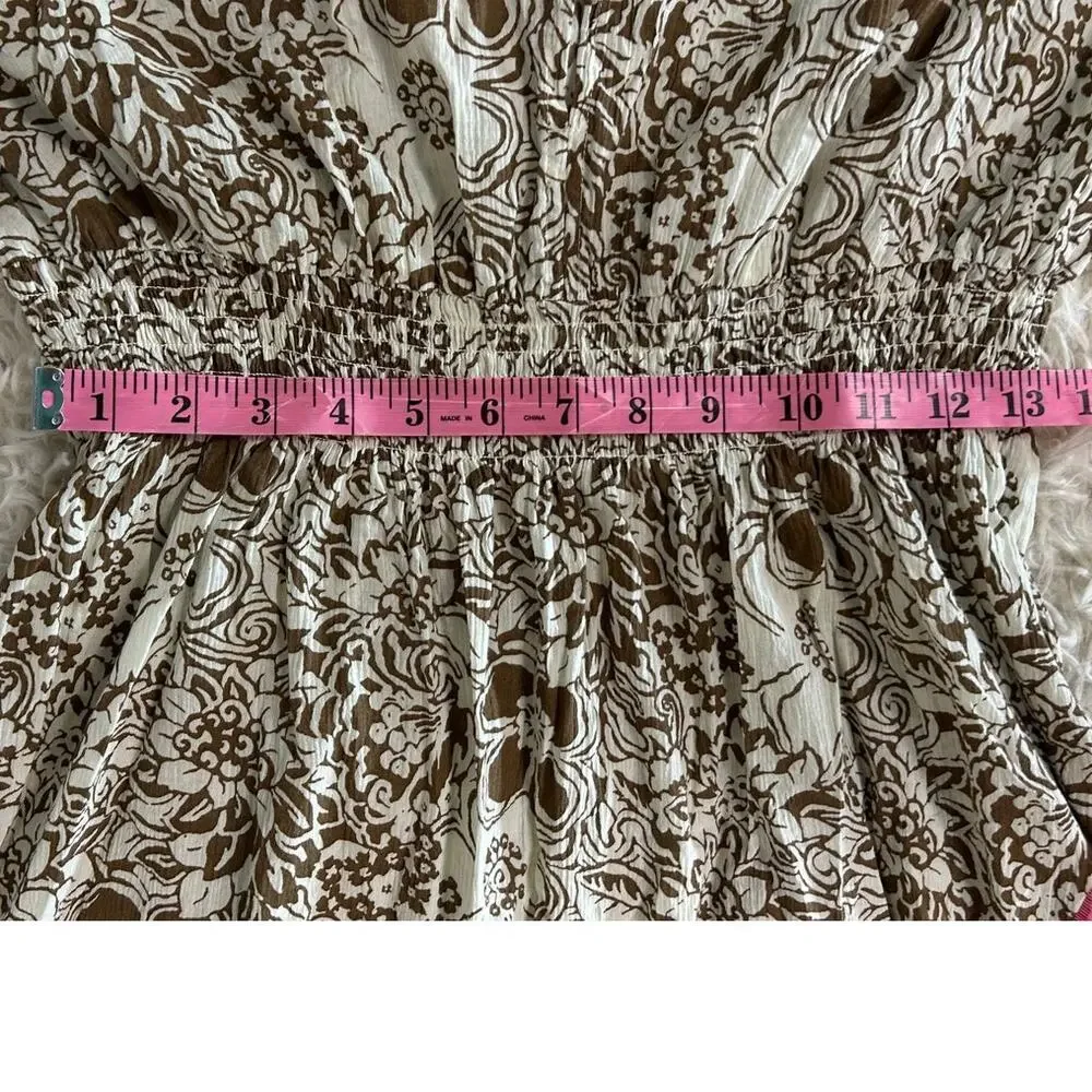 Eddie Bauer Women's Size L Cream & Brown Floral Sleeveless Sundress #0368 - Picture 11 of 11